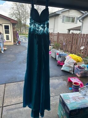 Elegant Turquoise Beaded Prom Dress - Sleeveless Halter